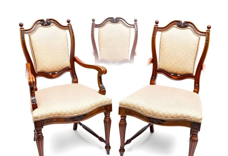 Crafted Elegance Antique Biedermeier Chairs with Wood and Fabric